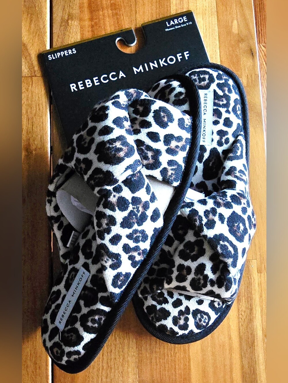NEW! Rebecca Minkoff Women's Leopard-Print Knotted Slides Slippers Size L (9-10)